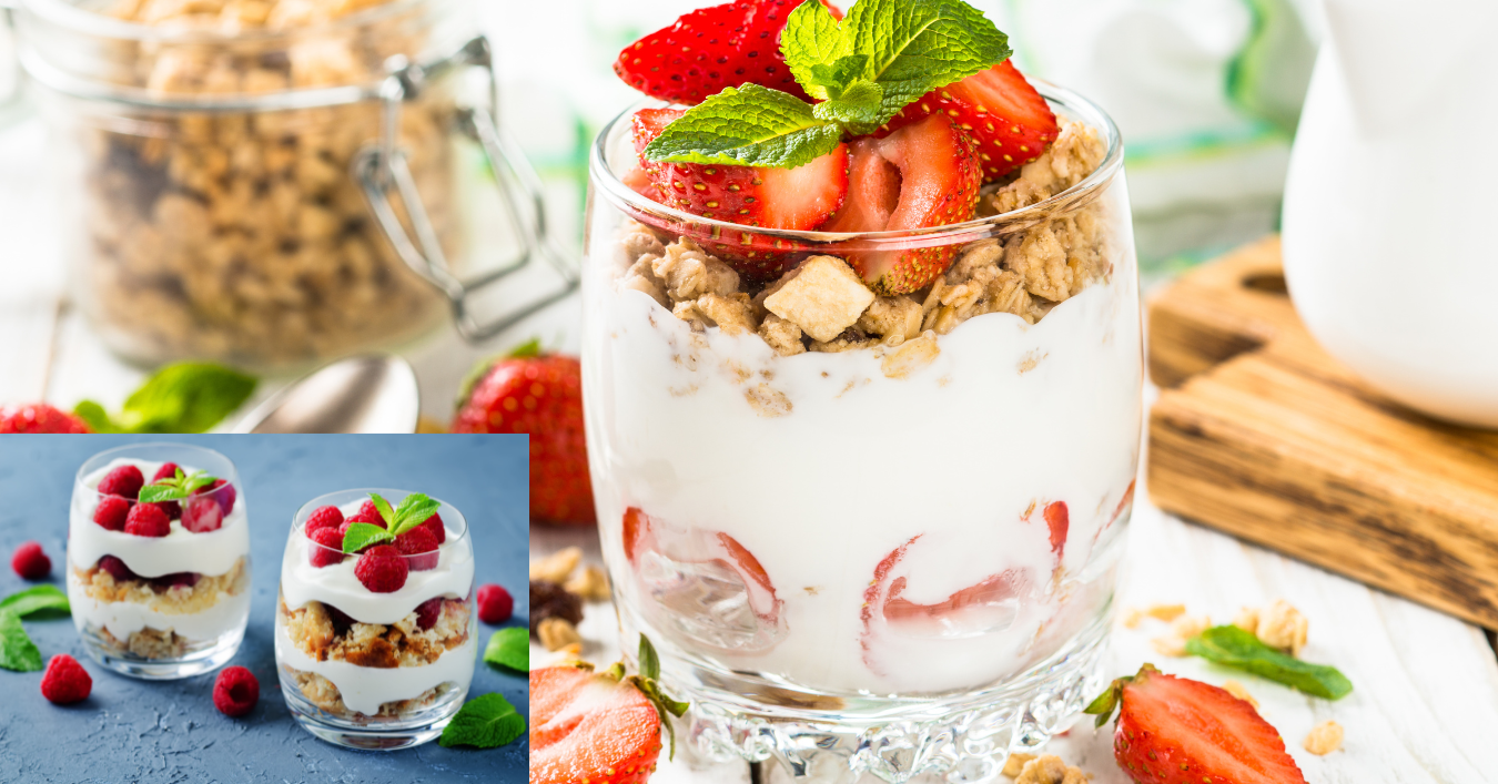 Greek Yogurt Parfait containing Nuts and Honey It's the perfect way to start Your Day.